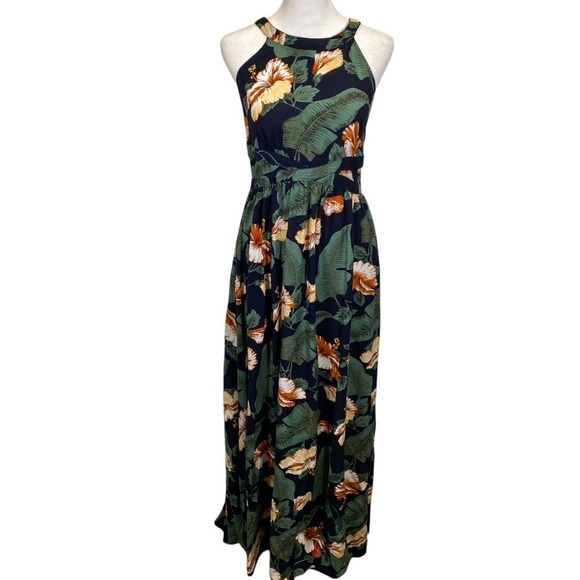 Lulus Temptation Island Floral Maxi Halter Dress Tag Size Large (fits smaller) - Picture 2 of 11